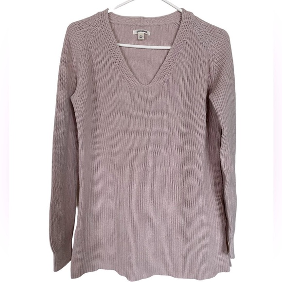 Goodthreads Women's Blush Pink V-Neck Sweater - 100% Cotton- Size Small - Picture 4 of 13
